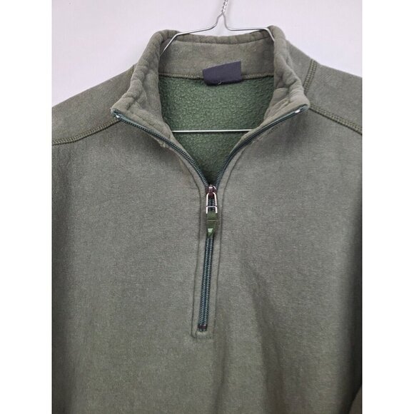 Woolrich Mens Sweatshirt Size Medium Olive Green 1/4 Zip Long Sleeve Pullover - Picture 2 of 6